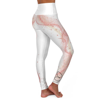 High Waisted White & Rose Gold Yoga Leggings