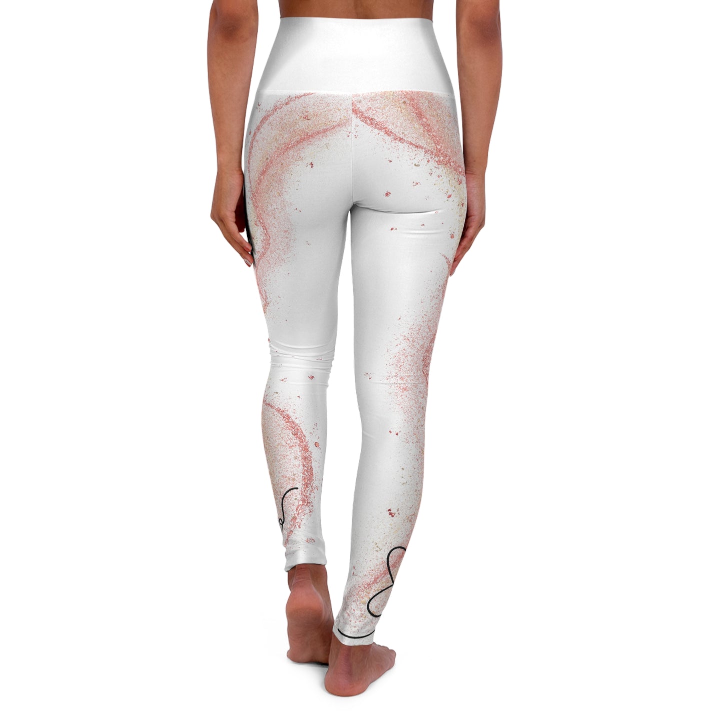 High Waisted White & Rose Gold Yoga Leggings