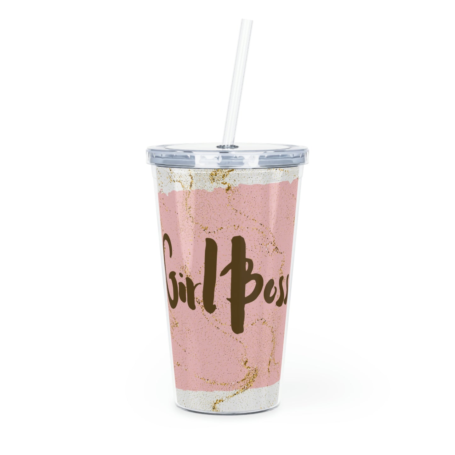 Girl Boss Plastic Tumbler with Straw