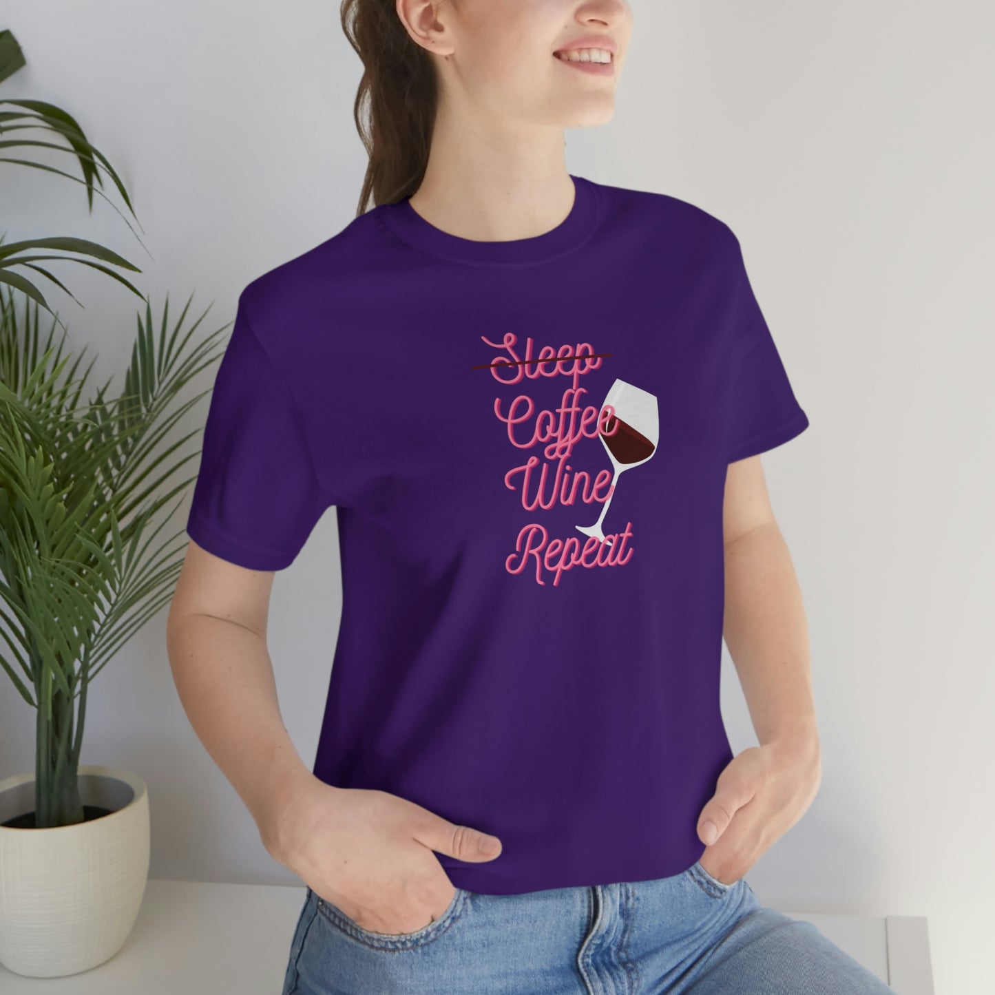 Sleep, Coffee, Wine, Repeat - Jersey Short Sleeve Tee