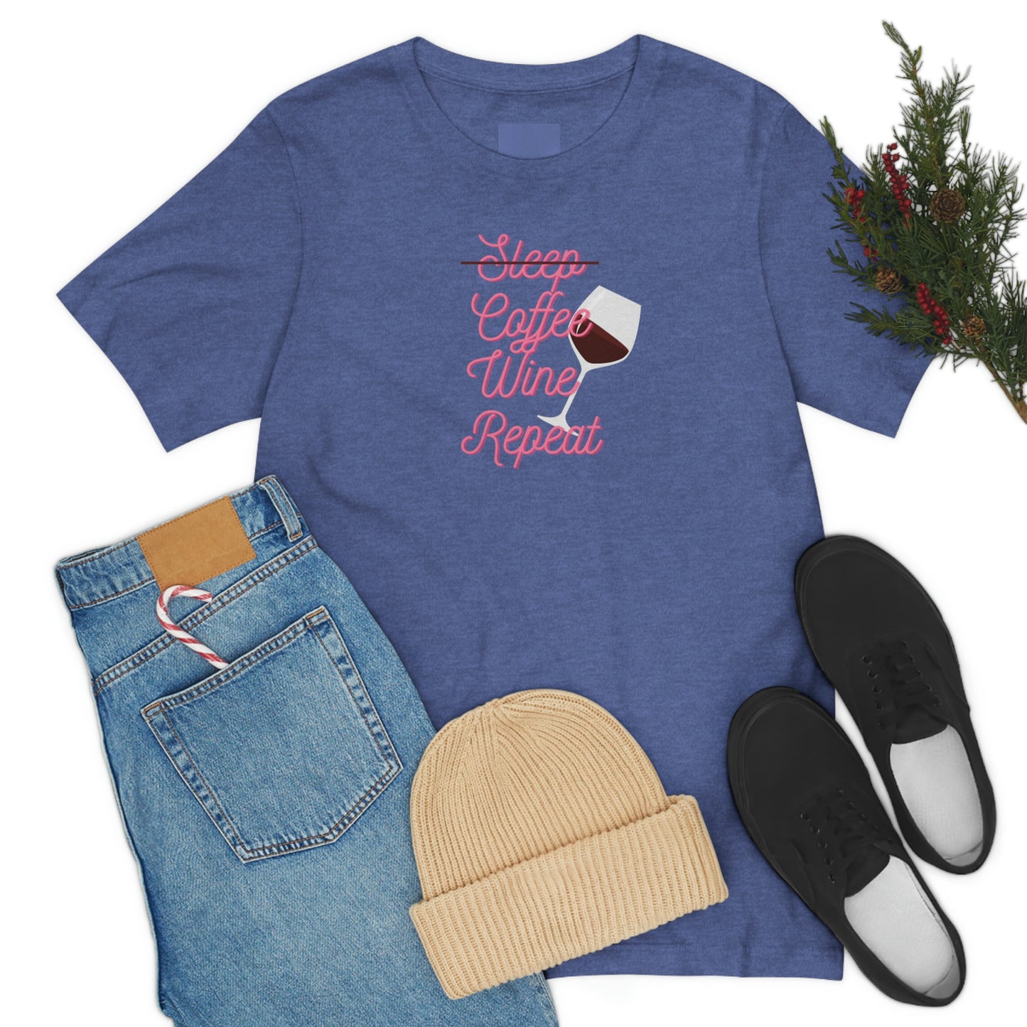 Sleep, Coffee, Wine, Repeat - Jersey Short Sleeve Tee