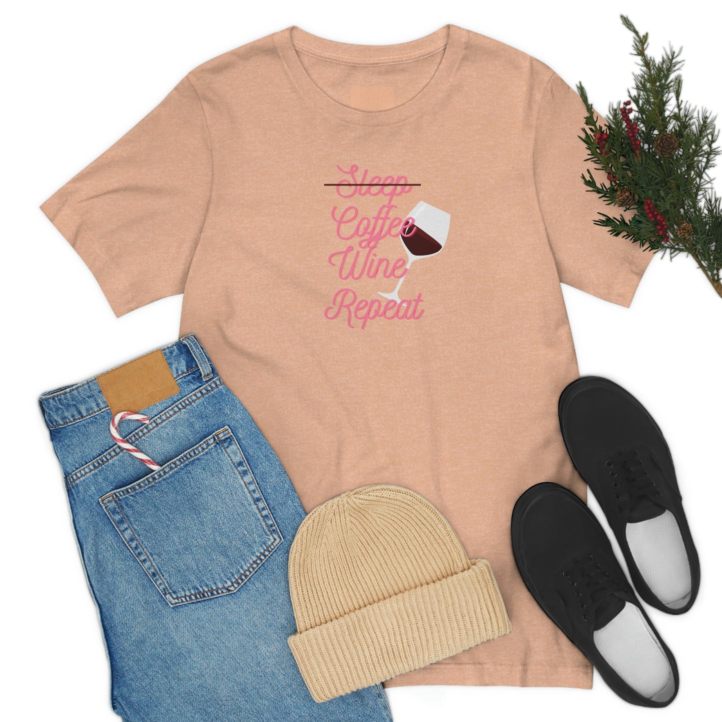 Sleep, Coffee, Wine, Repeat - Jersey Short Sleeve Tee